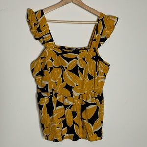 WHO WHAT WEAR Ruffled Peplum Top Size Large